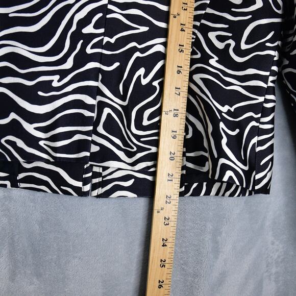 Talbots Blazer Women's 8 Black White 1/2 Zip Jacket Silk Blend Jacket - Picture 8 of 9